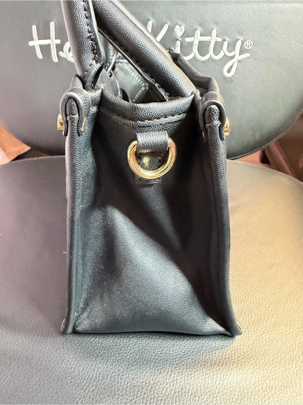 Steve Madden Black Quilted Satchel with Gold Hardware